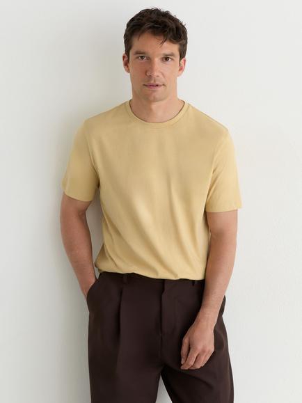 Reiss Bless Crew Neck Cotton T-Shirt, Golden Yellow, Golden Yellow