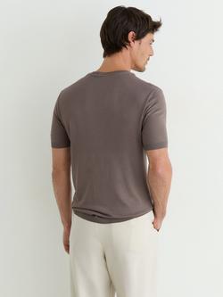 Reiss Chad Cotton Blend T-Shirt, Navy - view 2, Mouse Brown