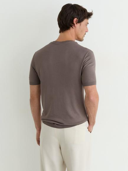 Reiss Chad Cotton Blend T-Shirt, Navy - view 2, Mouse Brown