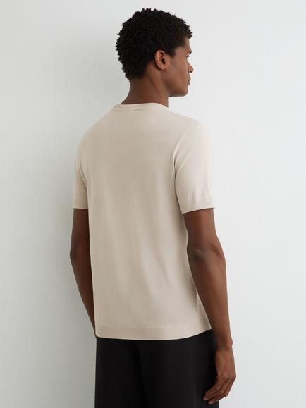 Reiss Chad Crew Neck Cotton Blend T-Shirt, Stone - view 2, Stone