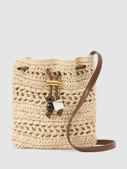 Reiss Esme Raffia Effect Mini Crossbody Bag, Natural, Natural