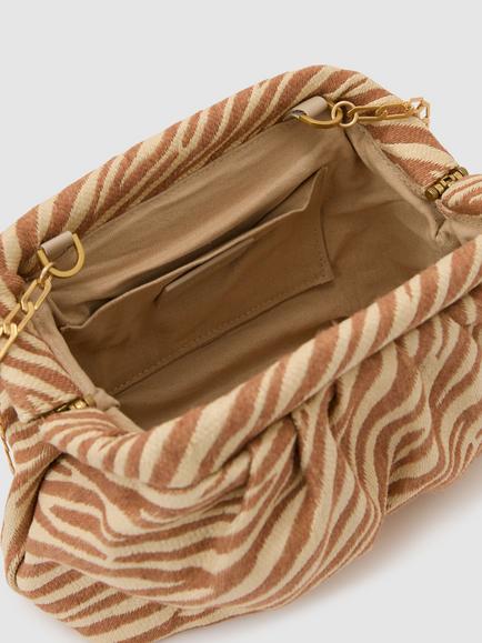 Reiss Georgia Raffia Effect Zebra Pouch Clutch Bag, Natural/Tan - view 2, Natural/Tan