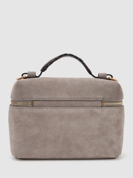 Reiss Ines Suede Vanity Crossbody Bag, Grey - view 2, Grey