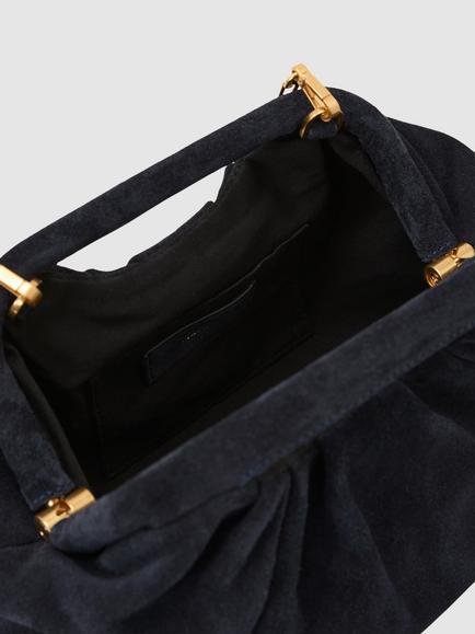Reiss June Suede Cut Out Handle Pouch Clutch Bag, Navy - view 2, Navy