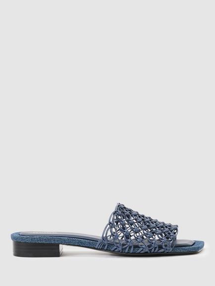 Reiss Mabel Woven Footbed Sandals, Blue, Blue