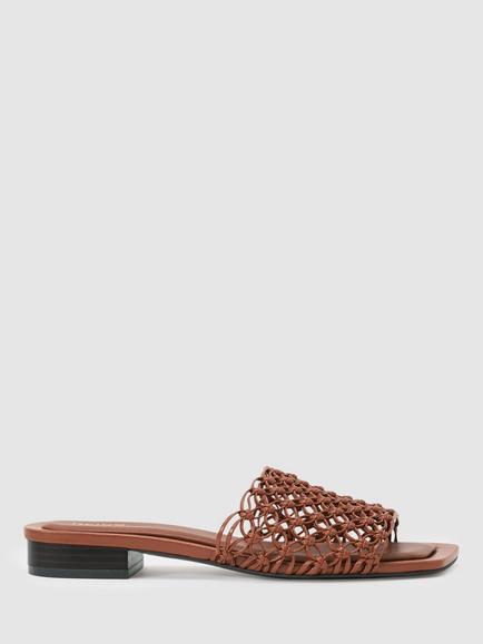Reiss Mabel Woven Footbed Sandals, Tan, Tan
