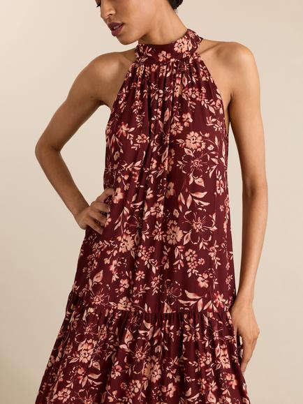 Baukjen Anouk Printed Halterneck Dress, Burgundy - view 2, Burgundy