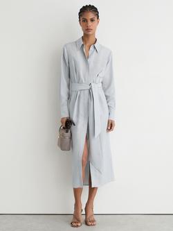 Reiss Gianna Midi Shirt Dress, Blue, Blue