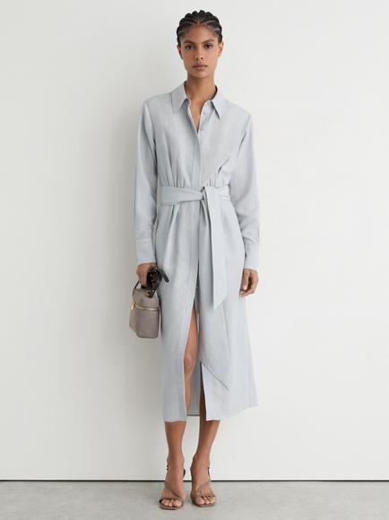 Reiss Gianna Midi Shirt Dress, Blue, Blue
