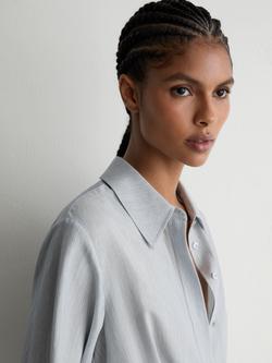 Reiss Gianna Midi Shirt Dress, Blue - view 2, Blue