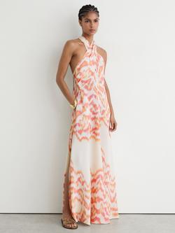 Reiss Leanne Halterneck Maxi Dress, Coral Orange, Coral Orange