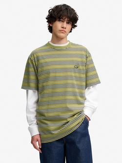 Superdry Oversized Stripe Crew Neck Cotton T-Shirt, Green/Multi
