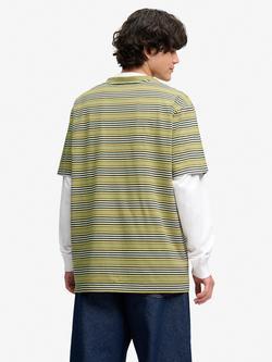 Superdry Oversized Stripe Crew Neck Cotton T-Shirt - view 2, Green/Multi