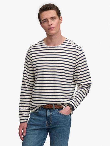 Superdry Stripe Long Sleeve Top, Off White/Navy, Off White/Navy