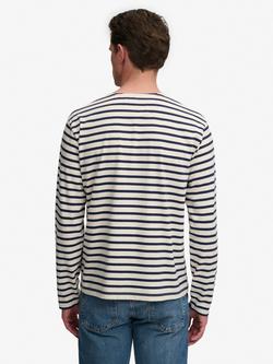 Superdry Stripe Long Sleeve Top, Off White/Navy - view 2, Off White/Navy