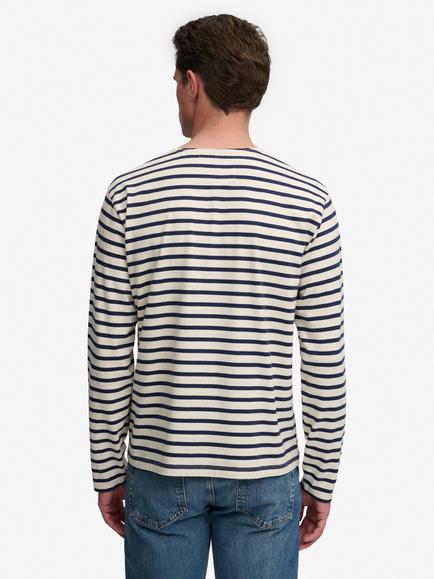 Superdry Stripe Long Sleeve Top, Off White/Navy - view 2, Off White/Navy