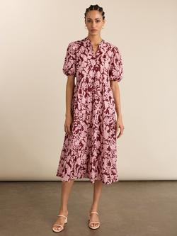 Baukjen Mariella Organic Cotton Dress, Burgundy/Pink, Burgundy/Pink