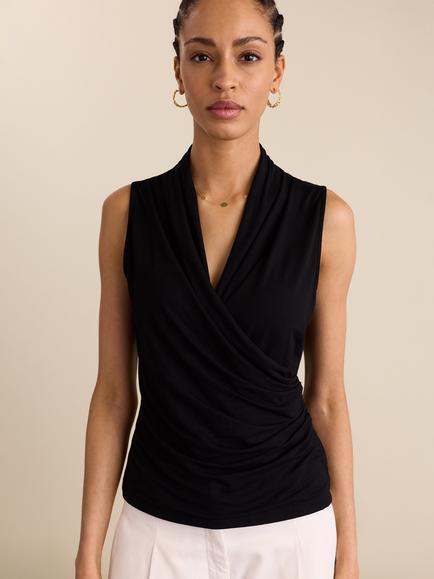 Baukjen Clare Wrap Top containing LENZING™ ECOVERO™ Viscose, Caviar Black, Caviar Black