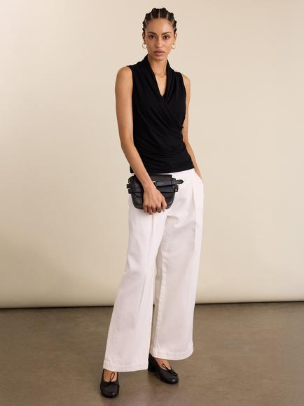 Baukjen Clare Wrap Top containing LENZING™ ECOVERO™ Viscose, Caviar Black - view 2, Caviar Black