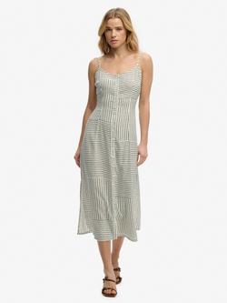 Superdry Spot Print Button Down Cami Midi Dress, Off White/Black, Off White/Black