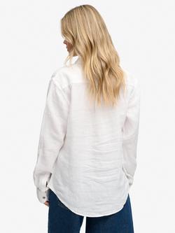 Superdry Premium Linen Button Down Slim Fit Shirt, Optic - view 2, Optic