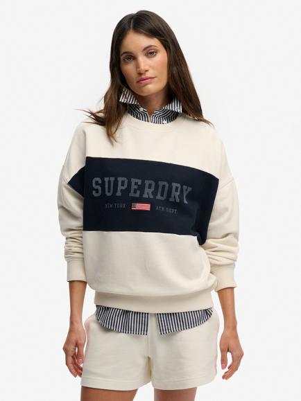 Superdry Athletic Essentials Flag Embroidered Sweatshirt, Desert Bone/Off White, Desert Bone/Off White