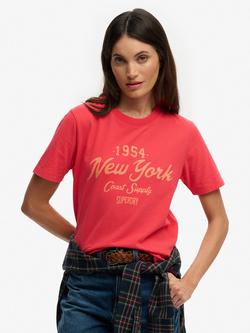 Superdry Beach Club Relaxed T-Shirt, Vintage Wash Red