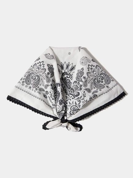 Mint Velvet Pippa Floral Paisley Square Neck Scarf, White Ivory, White Ivory