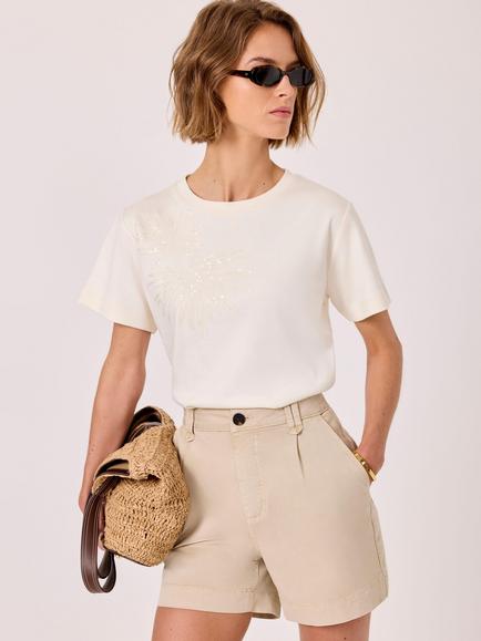 Mint Velvet Embellished T-Shirt, White Ivory, White Ivory