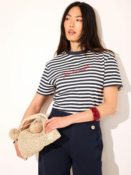 Mint Velvet Paris Striped Cotton T-Shirt, White Ivory - view 2, White Ivory