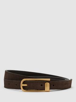 Reiss Iris Suede Belt, Chocolate, Chocolate