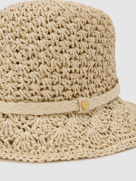 Reiss Eva Straw Effect Bucket Hat, Natural - view 2, Natural
