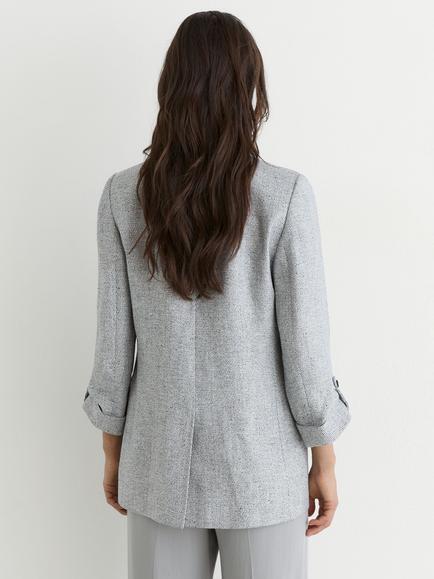 Reiss Meryl Linen Blend Double Breasted Blazer, Pale Blue - view 2, Pale Blue