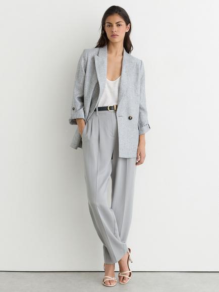 Reiss Meryl Linen Blend Double Breasted Blazer, Pale Blue, Pale Blue