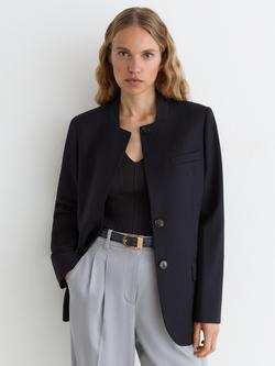 Reiss Gia Collarless Blazer, Navy, Navy