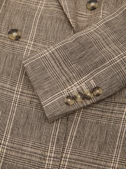 Reiss Sybil Linen Check Double-Breasted Blazer, Neutral/Navy - view 2, Neutral