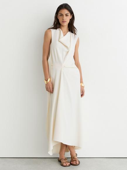 Reiss Dorota Draped Midi Dress, Ivory, Ivory