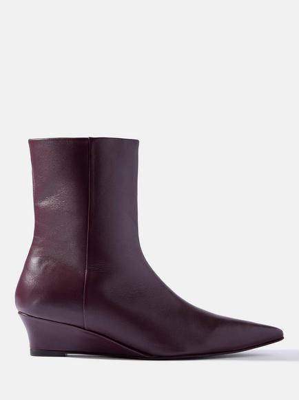 Mint Velvet Kailey Leather Ankle Boots, Burgundy