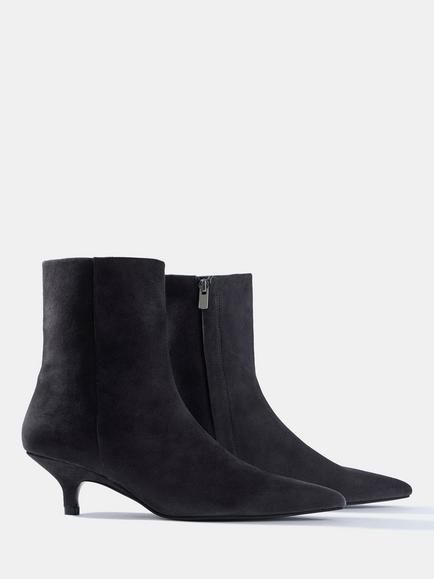 Mint Velvet Ashley Suede Kitten Heel Ankle Boots, Grey - view 2, Grey