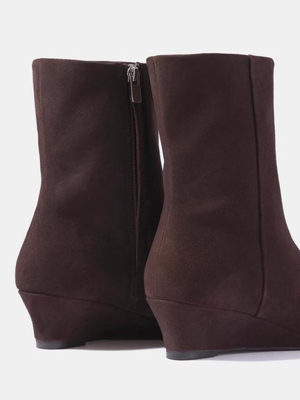 Mint Velvet Kailey Suede Wedge Heel Ankle Boots, Brown - view 2, Brown
