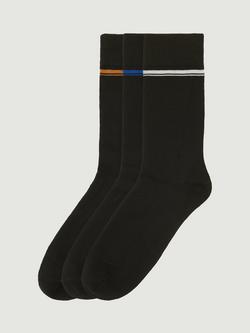 Ben Sherman Mod Stripe Socks, Pack of 3, Black, Black