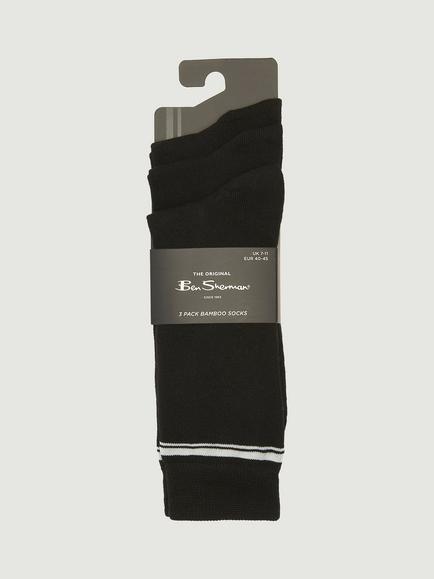 Ben Sherman Mod Stripe Socks, Pack of 3, Black - view 2, Black