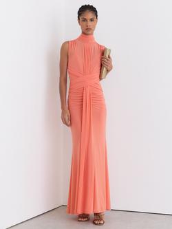 Reiss Starla Draped Maxi Dress, Coral Orange, Coral Orange