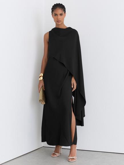 Reiss Winnie Draped Maxi Dress, Black, Black