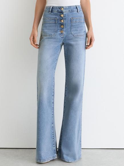Reiss Petite Cali High Rise Flared Jeans, Light Blue, Light Blue