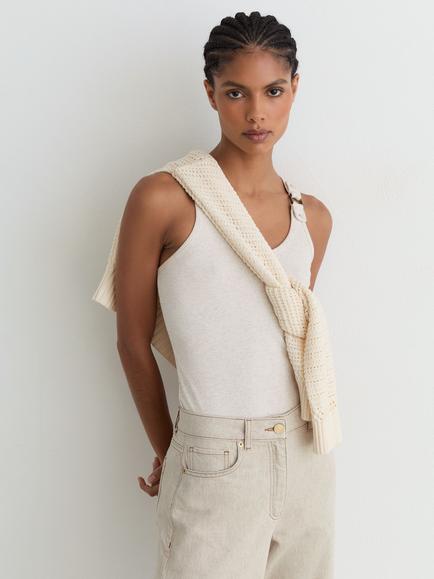 Reiss Febe Wide Leg Jeans, Cream - view 2, Cream