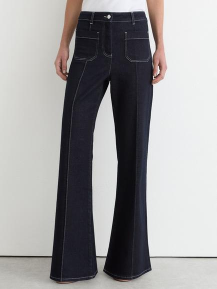 Reiss Sakura Mid Rise Flared Jeans, Indigo Blue, Indigo Blue