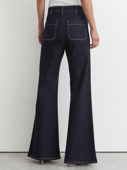 Reiss Sakura Mid Rise Flared Jeans, Indigo Blue - view 2, Indigo Blue