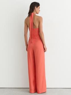Reiss Akia Halterneck Jumpsuit, Coral Pink - view 2, Coral Pink