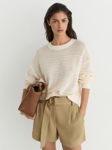 Reiss Lana High-Waisted Tailored Shorts, Neutral, Neutral